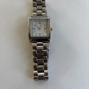 Women's Silver Square Watch with Crystal Accents